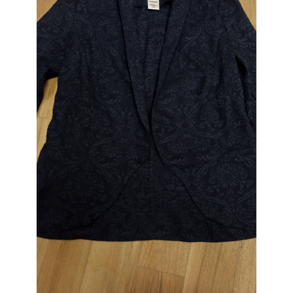BAR III Womens Size S Dark Blue Damask Print Suit Jacket Blazer Work Office - Picture 3 of 4